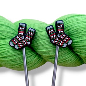 Christmas Socks Knitting Needle Point Protectors Needle Holder(Set of 2)