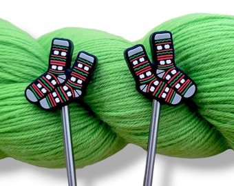 Christmas Socks Knitting Needle Point Protectors Needle Holder(Set of 2)