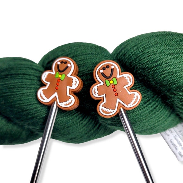 Gingerbread Man Knitting Needle Point Protectors Needle Holder(Set of 2)