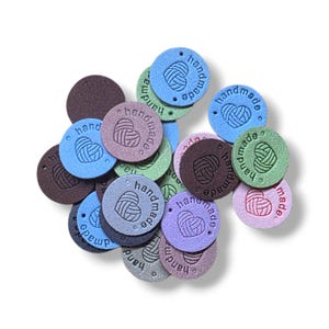 Handmade Round Leather Label Tags Set of 5