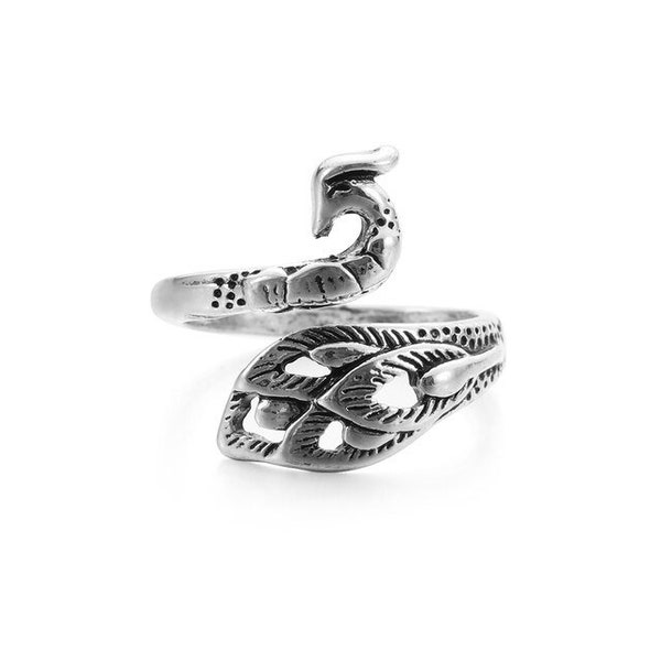 Silver Peacock Adjustable Knitting Tension Ring Silver