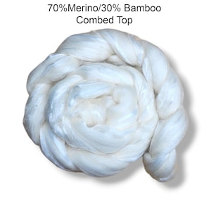 4 oz Merino/Bamboo Combed Top Undyed