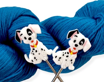 Cute Dog with Collar Knitting Needle Point Protectors Needle Holder(Set of 2)