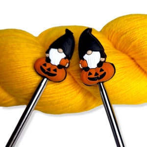 Pumpkin Gnome Knitting Needle Point Protectors Needle Holder(Set of 2)