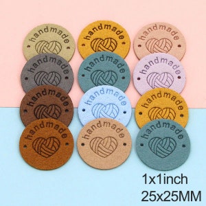 Handmade Round Leather Label Tags Set of 5