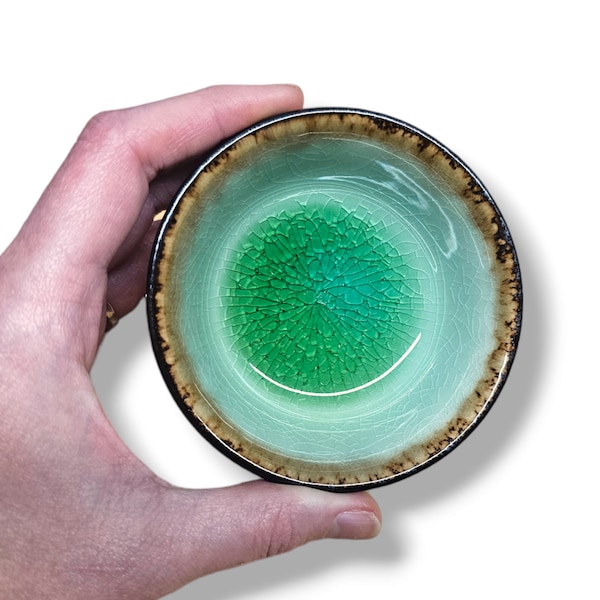 Ceramic Spinning Bowl Green Crackle