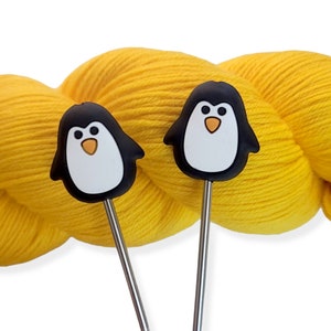 Black and White Penguin Knitting Needle Point Protectors Needle Holder(Set of 2)