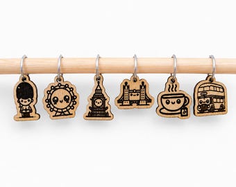 Travel Series: England Knitting Stitch Markers Set (6 pieces)