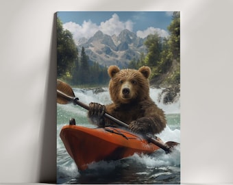 Amazing Kayaking Bear - Greetings & Birthday Card