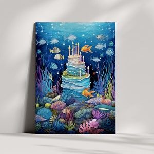 Fantástica tarjeta de cumpleaños con temática oceánica