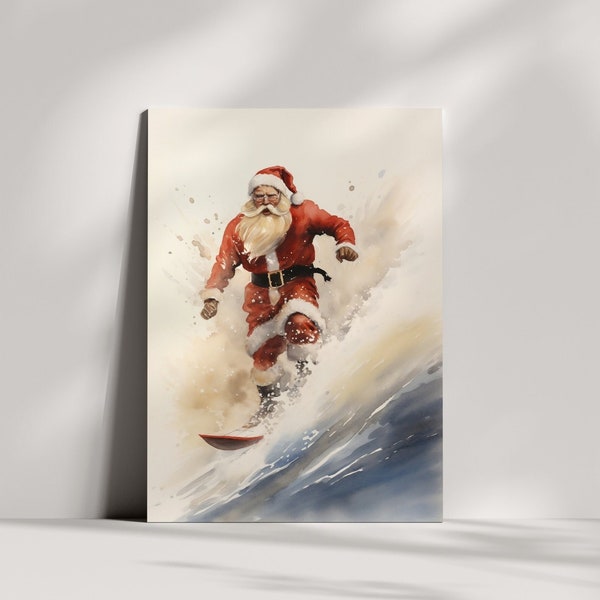 Surfing Santa - Christmas Card