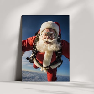 Kerstkaart Kerstman Skydiving