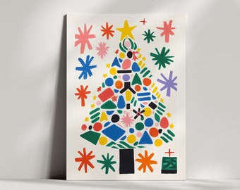 Árbol de Navidad festivo inspirado en Henri Matisse - Tarjeta de Navidad única