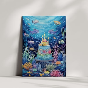Increíble tarjeta de cumpleaños con temática del océano
