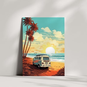Saudações e cartão incríveis do Sunset Campervan, arte exclusiva