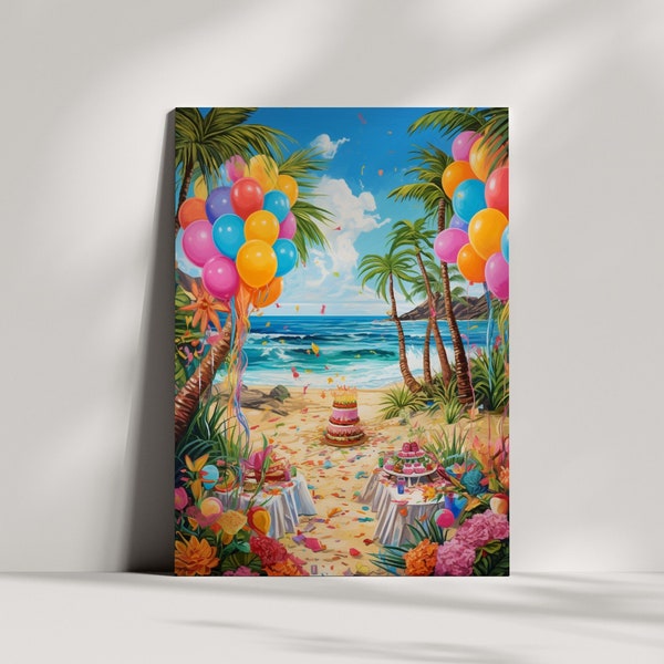 Tarjeta de cumpleaños épica de la playa