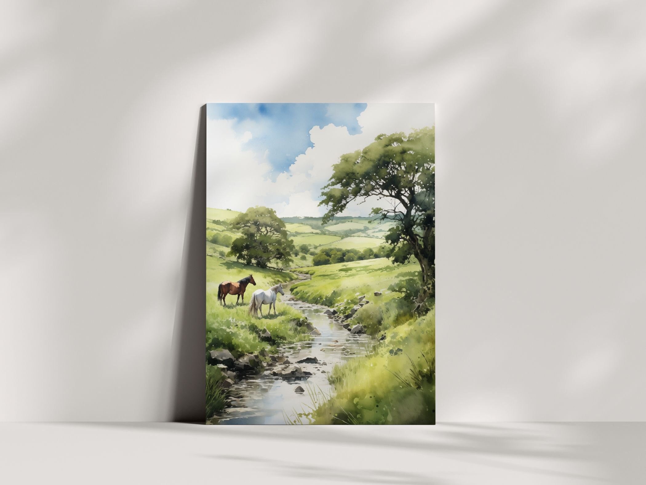 Beautiful Horse & Countryside Watercolour Greetings and Birthday Card