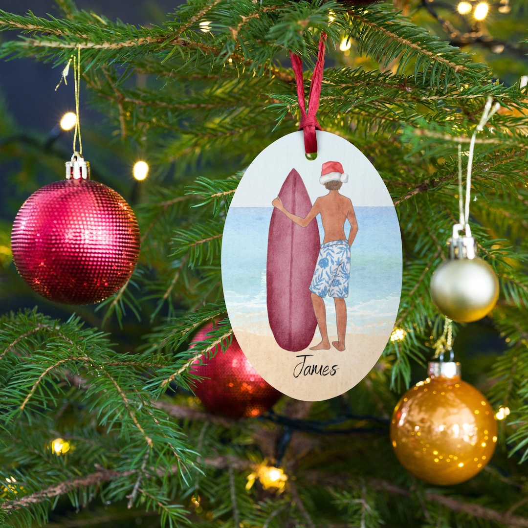 Personalised Surfing Christmas Ornament Male and Female Options Etsy
