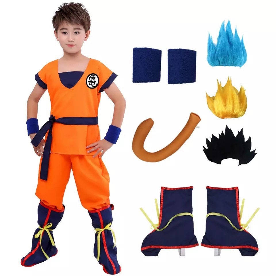 Kids Dragon Ball Goku Costume Super Saiyan Costume with Wig Halloween  Costume for Kids 