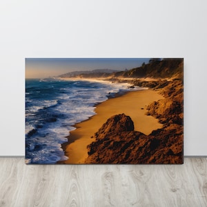 Sunrise Over The White Sandy Beach Canvas Wall Art Print, Ocean Beach Canvas Print Ocean Beach Wall Art Canvas