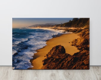 Sunrise Over The White Sandy Beach Canvas Wall Art Print, Ocean Beach Canvas Print Ocean Beach Wall Art Canvas