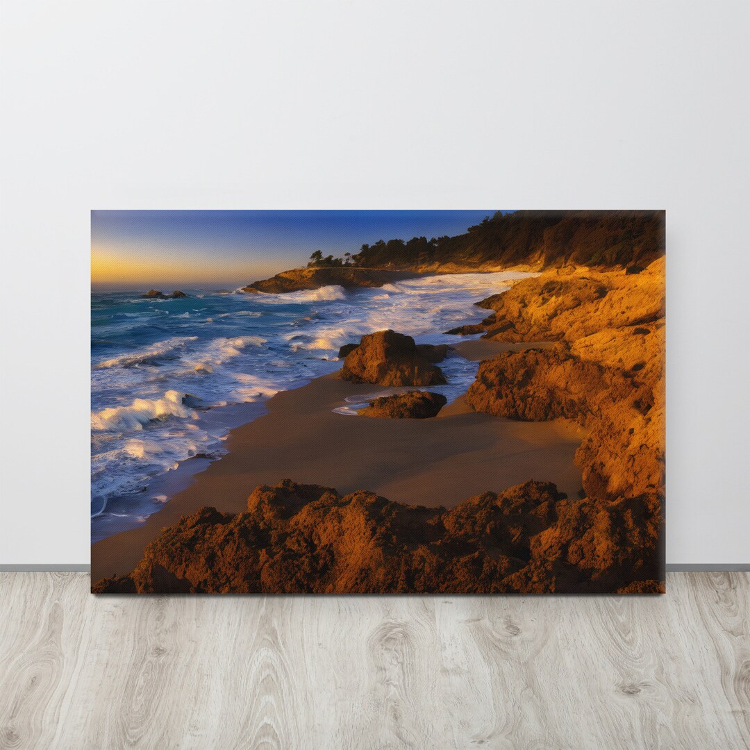 Sea Beach Ocean White Sand Canvas Wall Art Design, Poster Print Decor ...