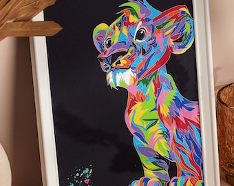 Cartoon Lion Paint by Number – Hand-Drawn Simba Art (Digital Download)