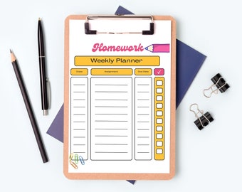 Printable Homework Planner | Weekly Assignment Tracker (PDF)