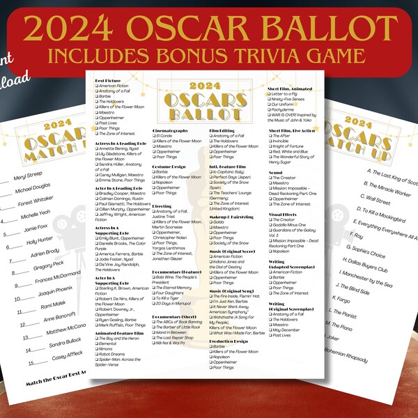 Oscar Party Etsy