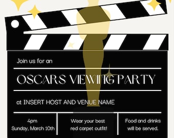 Animated Oscars Viewing Party Invitation, DIY Digital Template