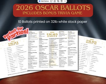 2026 Oscar Ballots PRINTED | Academy Awards Party Game | Oscars Viewing Party Supplies | Movie Trivia Game | Oscar Night Party Decorations