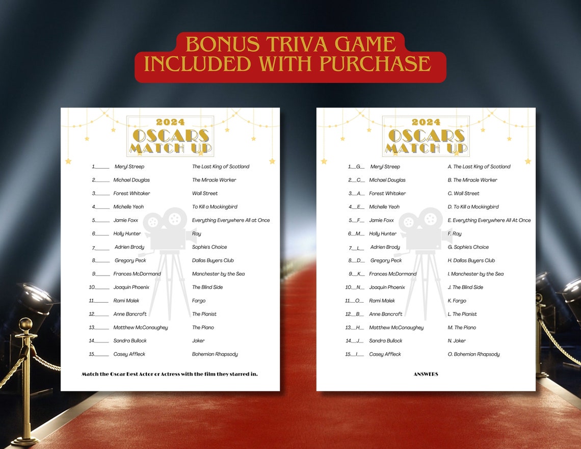 2024 Printable Oscars Ballot, Party Trivia Game, 2024 Oscars Watch ...