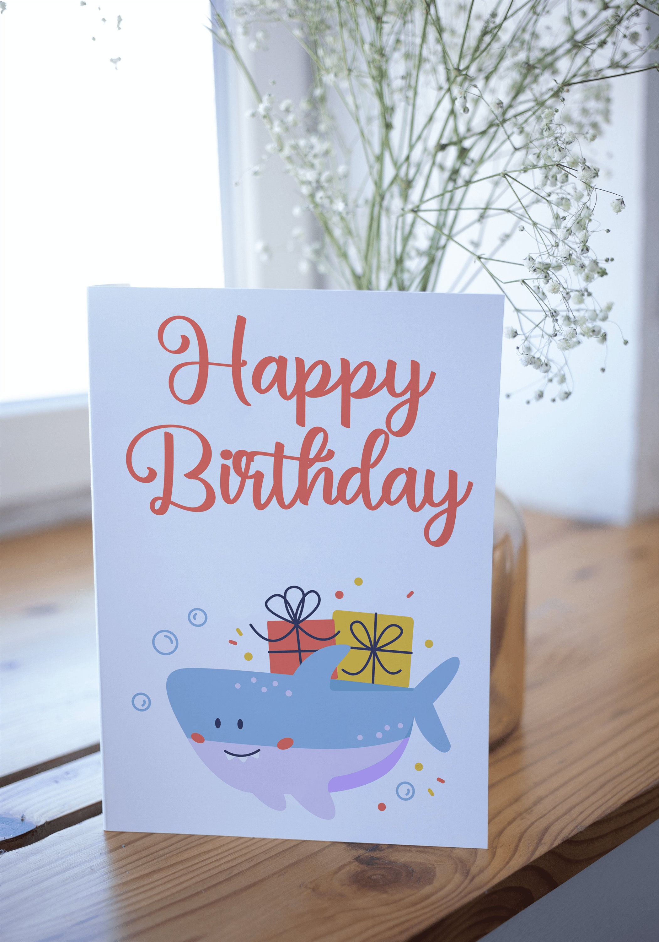 Printable Shark Birthday Card Happy Birthday Card Greeting - Etsy