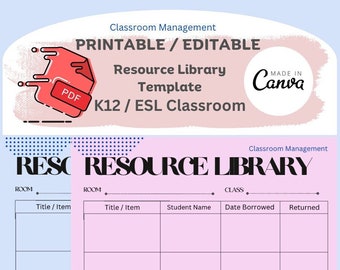 PDF imprimable / Modifiable de la maternelle à la 12e année / Classe ESL / École maternelle / Bibliothèque de ressources pour l'école à la maison A4