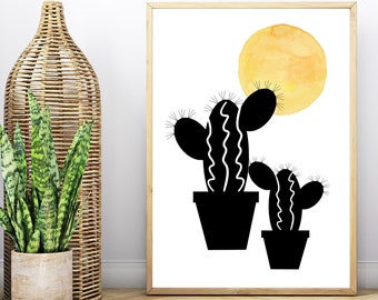 Printable Minimalist Cactus Wall Art, Cactus Wall Art for Printing