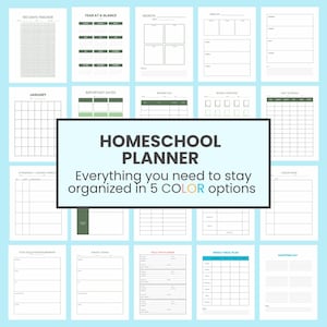 Può includere: Un planner per homeschooling stampabile con una varietà di pagine, tra cui un tracker di 100 giorni, un calendario annuale, un calendario mensile, date importanti, un registro di lettura, un elenco di libri completati, un piano pasto settimanale e una lista della spesa. Il planner è progettato per aiutare le famiglie di homeschooling a rimanere organizzate.