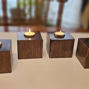 Rustic Wood Tealight Candle Holders