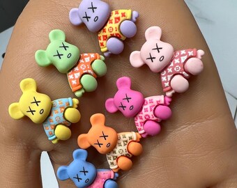 Kawaii Bear Charms / Designer Bear Nail Charms/ Cartoon Bear/ Jewelry Making Supplies/ Flatback charm/ Nail Art Supplies/ DIY Project Supply