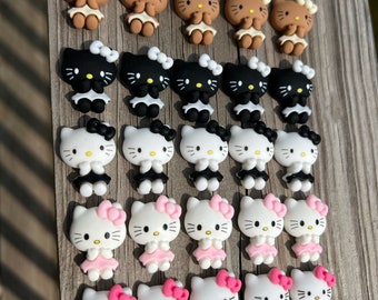 5PC Kitty Charms, Kawaii Kitty, Nail Charms, Cabochon Charms, 3D Nail Charms, Nail Accessories, DIY Phone Case Charms, Nail Art, Cute Charms