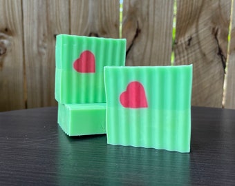 The Grinch Soap, Handmade Soap, Christmas Soap, Homemade soap, Natural Soap, Goat’s Milk Soap, Grinchmas Soap, Heart Soap