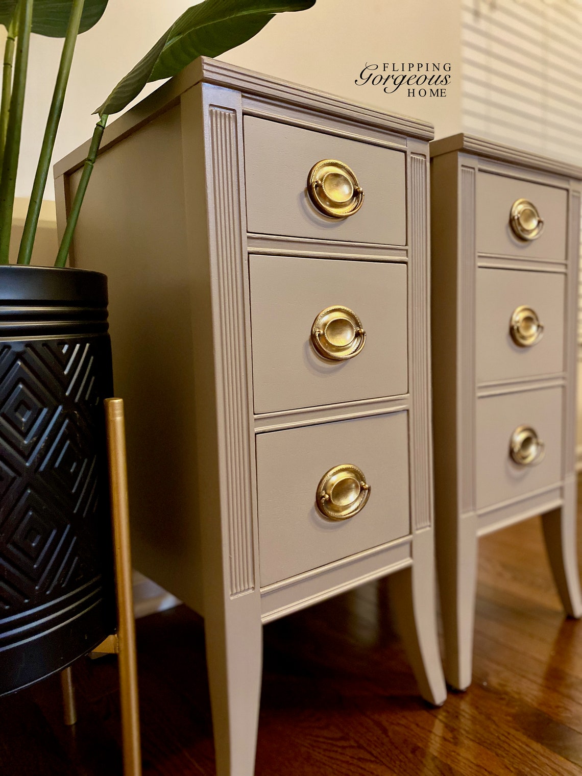 SOLD EXAMPLE ONLY Refinished Solid Wood Antique Pair of Taupe ...