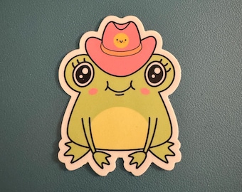 Cowboy Frog Sticker, Sassy Frog Sticker, Adorable Little Frog Sticker, Gift for Her, Kawaii Frog Sticker