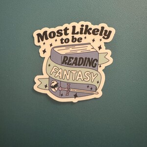 Most Likely To Be Reading Fantasy Book Sticker, Book Dragon Sticker, Dragons and Swords, Fantasy Readers, Booktok Sticker, Book Lover Gift
