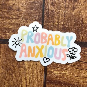Probably Anxious Rainbow Sticker, Mental Health, Anxiety Sticker, Social Anxiety Sticker, Waterproof Sticker, Water Bottle Sticker