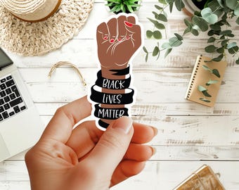 Black Lives Matter Sticker, BLM, Racial Equality Sticker, Racial Justice Sticker, End Racism Sticker, Anti-Racism, Water Bottle Sticker