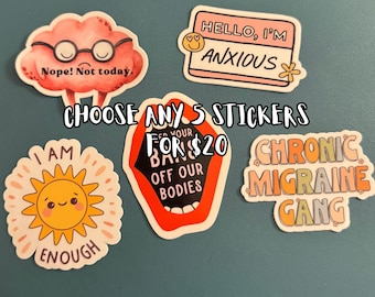 Choose Any 5 Stickers, Sticker Pack, Waterproof Stickers, Choose Your Own Sticker Pack, Waterbottle Sticker, Trendy Sticker, Laptop Sticker