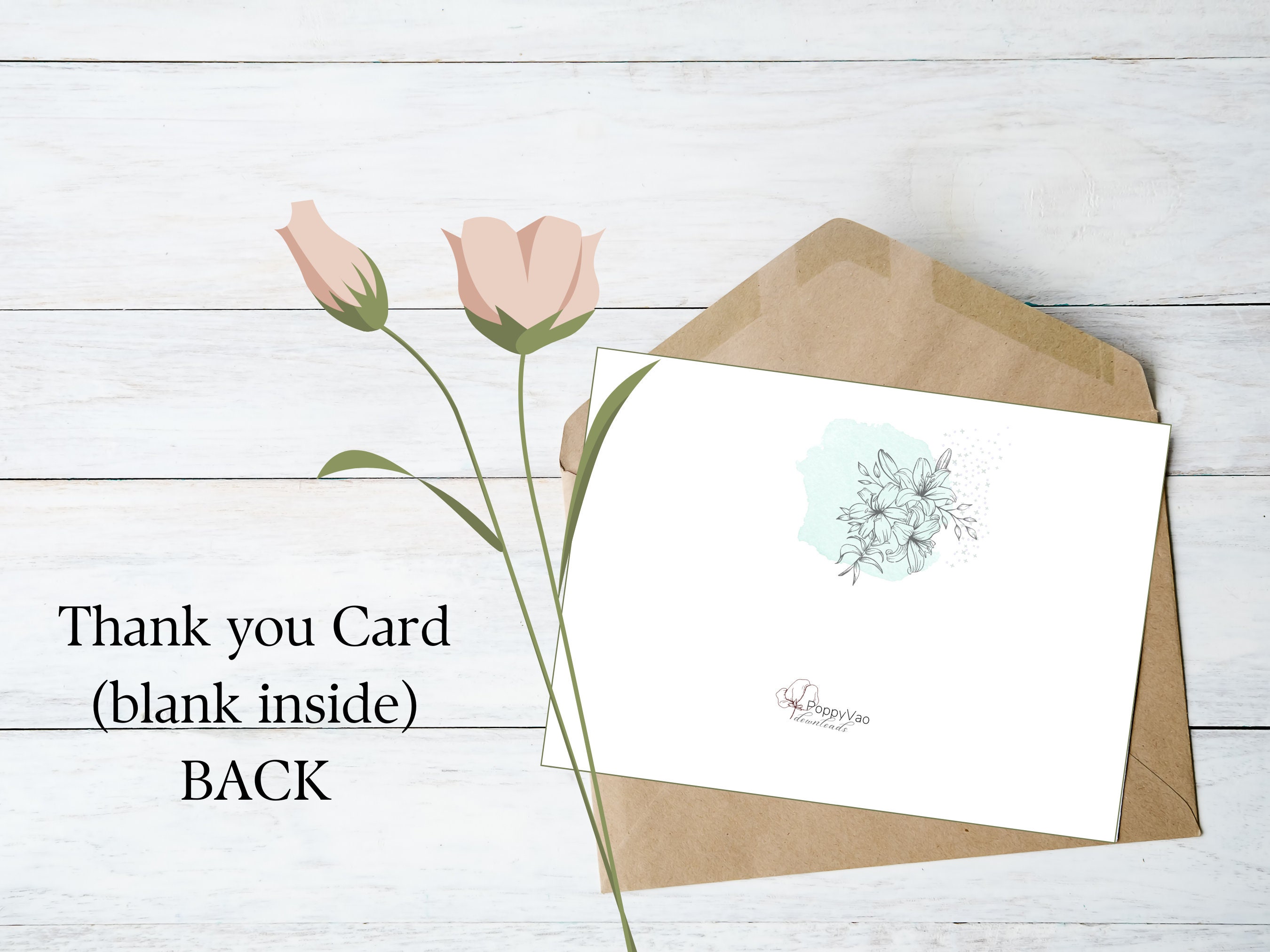 Printable Thank You Card / Digital Thank You Card / Pastel / Floral ...