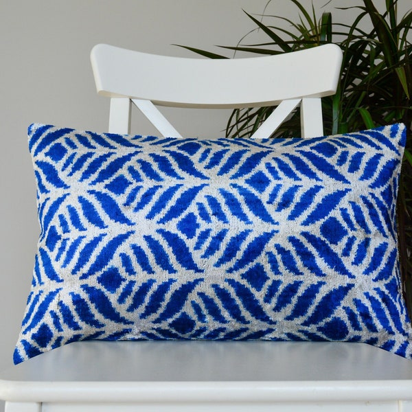 Blue Velvet Lumbar Pillow Etsy