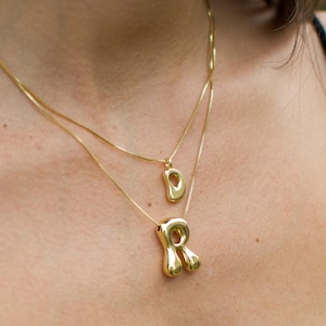 Initial Necklace Custom Letter Bubble Necklace 3D Gold Initial Monogram Necklace Balloon letters Personalized gift for her