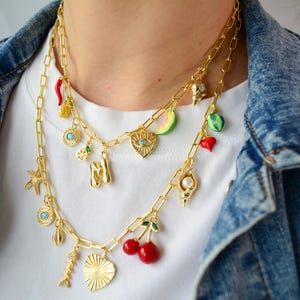 Custom Charm Necklace Build your own Charm Necklace Gold Personalized Necklace Ocean Charms Necklace Lucky Charms Jewelry Gift for Her